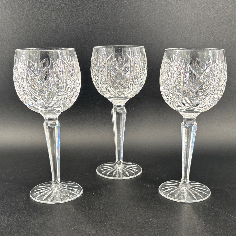 Waterford crystal Hock wine Clare (cut) glasses set of three